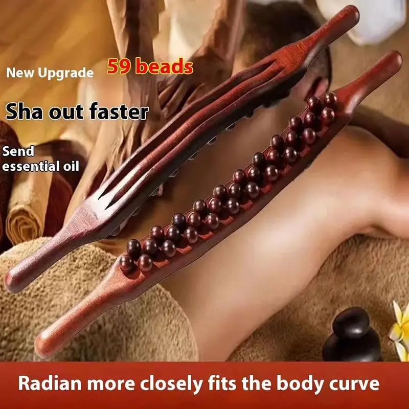 Muscle Roller Stick - Rullo Massaggiante in Legno con Perle,