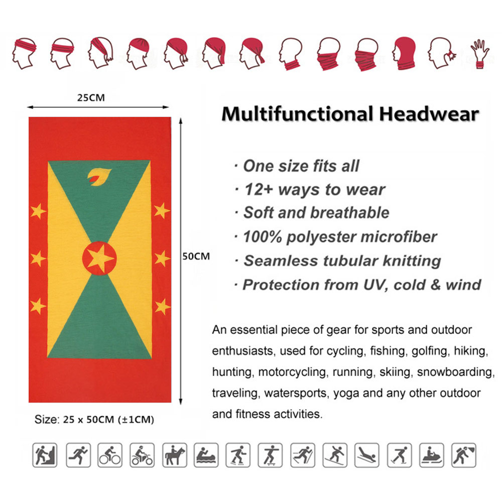 Grenada Flag Pattern Face Band - Running Gear Headband recensione e prezzo